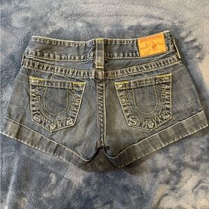True Religion Dark Blue Denim Cuffed Women's Shorts